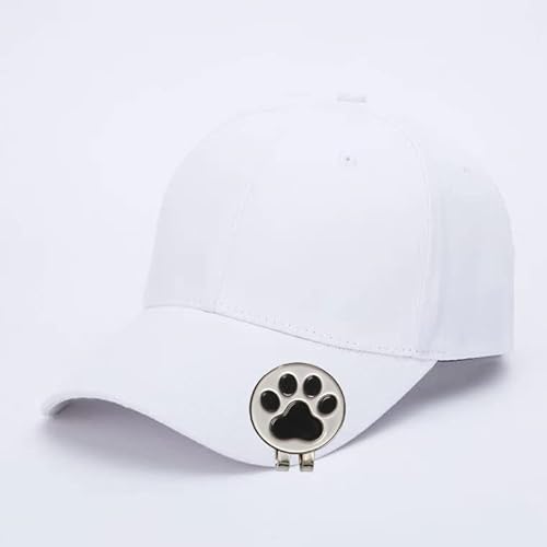 Ikiretmua ゴルフマーカー 肉球 マグネット式 ゴルフ マーカー クリップ ハットクリップ付き 台座 マグネットクリップ ゴルフ用品 ゴルフグッズ 父の日 プレゼント (レッド+ホワイト(２個セット)) 中間 画像