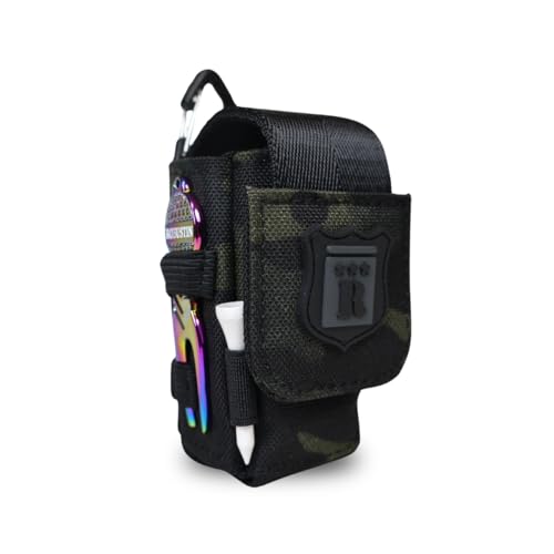 ROBUSTIN ゴルフボールケース マグネット開閉 ゴルフ ボールポーチ グリーンフォーク 2WAY式 (レインボーフォーク, ブラックカモフラ) 画像1