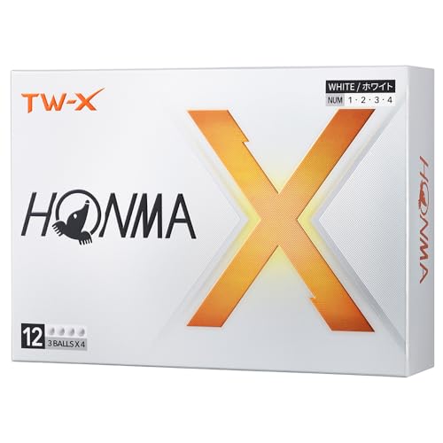 ホンマ ゴルフ ボール TW-X TW-S 2024年モデル 1ダース 12球入り ホワイト イエロー 3ピース ツアー系 スピン 飛距離 ディスタンス ソフト ゴルフボール TOUR WORLD BT2402 本間 HONMA_TW-X_ホワイト(1ダース) 画像1