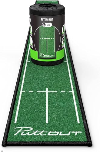 PuttOut スリムゴルフパッティングマット - グリーン - 94.45インチ x 9.8インチ (グリーン) 画像1