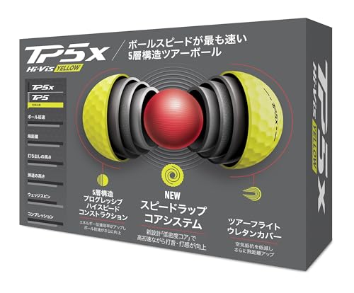 テーラーメイド(TAYLOR MADE) TMJ24 TP5x YLW JPN 12個入り ティーピーファイブ エックス イエロー ゴルフボール 2024年モデル イエロー 中間 画像