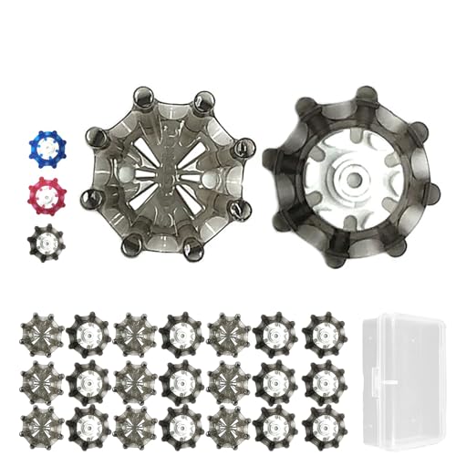 QuickYen ゴルフシューズ スパイク (Soft spikes) 24個入 スパイク ゴルフ 鋲 交換用 ゴルフシューズ スパイク鋲 滑り止め 簡単脱着 収納ケース付き (グレー) [並行輸入品] 画像1