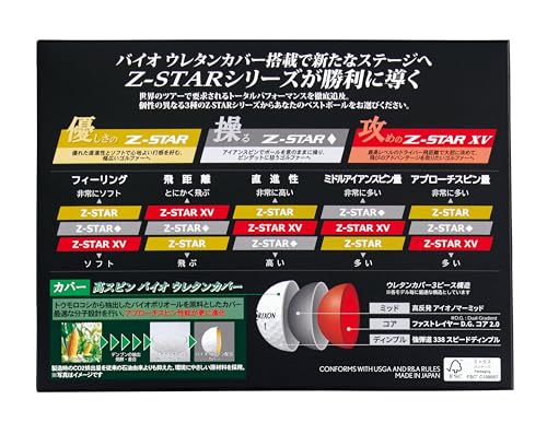 ダンロップゴルフボール SRIXON Z-STAR XV 2025年モデル 1ダース(12個入り) ホワイト 中間 画像
