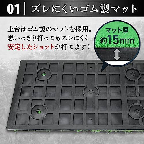 GolfStyle ゴルフマット ゴルフ 練習 マット 2WAY 人工芝 ラフ フェアウェイ ゴムマット土台が重いから動かない 素振り スイング 練習器具 室内 屋外 33×62cm ゴルフティー ゴルフボール Eセット (ブルー) 中間 画像