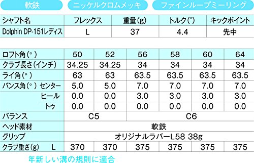 キャスコ(Kasco) ロブ ドルフィンウェッジ ストレートネックタイプ DW-118 Dolphin DP-151 レディス カーボン レディース DW-118 右 60 フレックス:L 中間 画像