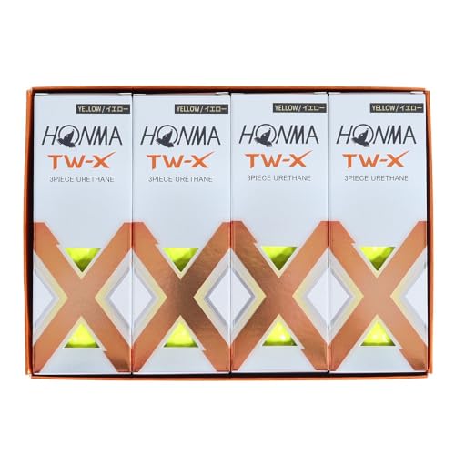 ホンマ ゴルフ ボール TW-X TW-S 2024年モデル 1ダース 12球入り ホワイト イエロー 3ピース ツアー系 スピン 飛距離 ディスタンス ソフト ゴルフボール TOUR WORLD BT2402 本間 HONMA_TW-X_イエロー(1ダース) 中間 画像