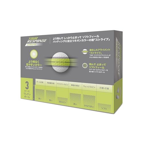 テーラーメイド(TAYLOR MADE) TMJ25 Tour Resp Stripe NEON YLW JPN dz ツアーレスポンス ストライプ ネオン イエロー ゴルフボール ホワイト イエロー 中間 画像