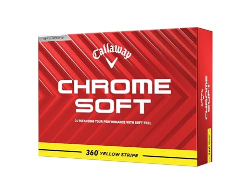 キャロウェイ(Callaway) ゴルフボール CHROME SOFT 24 360 YLW STRIPE 3ピース構造 360°イエローストライプ・ホワイト 画像1