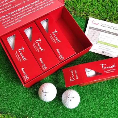 TrustトラストゴルフボールBison Soft 飛ぶ 曲がらない 止まるウレタンカバー3ピースリアクティブコア(ツアー系) 1ダース(12個入り) ホワイト 中間 画像