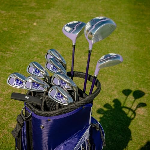 GYMAX ゴルフクラブセット レディース ゴルフセット クラブセット クラブ11本 右利き用 軽量設計 低重心 高弾道 寛容性向上 カバー付き キャディバック付き ゴルフ用品 プレゼント Purple 最後 画像