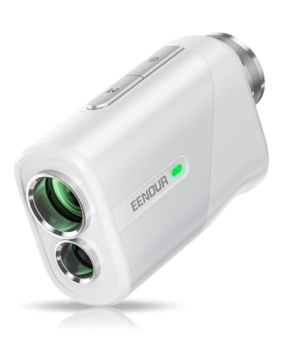 EENOUR ゴルフレーザー距離計 U800+ ミニ 3点間測定 最速0.04S測定 高透過レンズ 874yd対応 超小型 高低差測定ON/OFF ピンロック 競技対応 距離計測器 Mini 超軽量 128ｇ 6.5倍望遠 振動機能 水平測定 充電式 IP54 防塵防水 専用ケース付き(ホワイト) 1枚目 画像