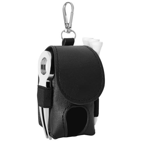 gotesa ゴルフボールケース ボールポーチ 磁気マーカー グリーンフォーク ティーホルダー ゴルフ用品 便利グッズ 小物入れ (ブラック) 画像1