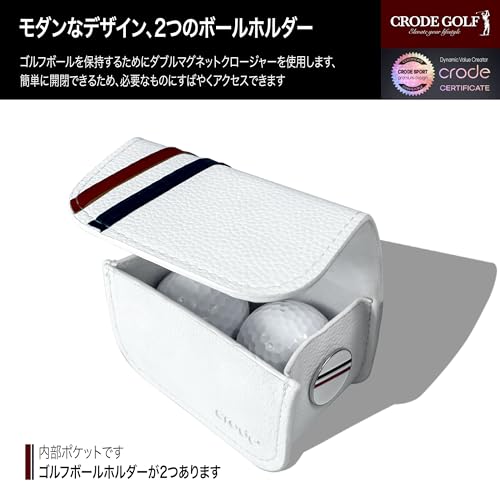 CRODE ボールマーカーとティーホルダー付きゴルフボールバッグ、多機能ゴルフボール収納キャリーポーチプレミアムレザーです 最後 画像