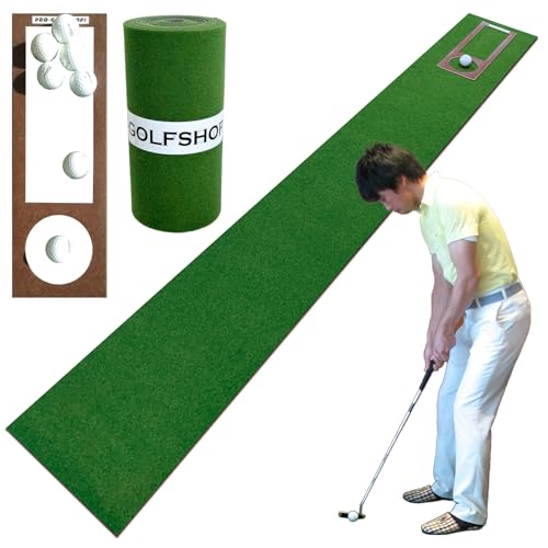 パターマット工房 スーパーベント 日本製 (30cm×3m) 距離感マスターカップ付き 室内 防音 ゴルフ練習マット SUPER-BENT 1枚目 画像