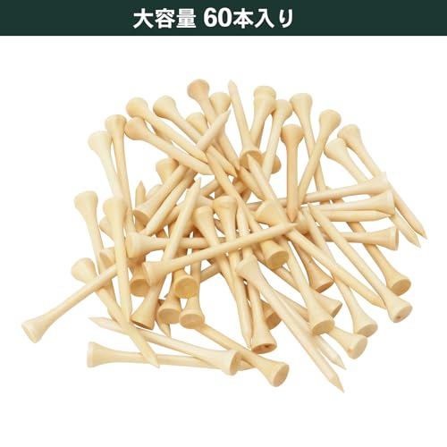 Tabata(タバタ) ゴルフ ティー 木製 ウッドティー ウッド 大容量 ゴルフティー ニス ロング ロングティー 70mm 60本入り OEM TEEAZNNL 最後 画像