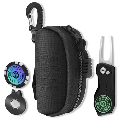 ENTH 1000D 高耐久ナイロン ゴルフボールケース【2個用】開閉式グリーンフォーク ゴルフ マーカー ハットクリップ 4点セット 1枚目 画像