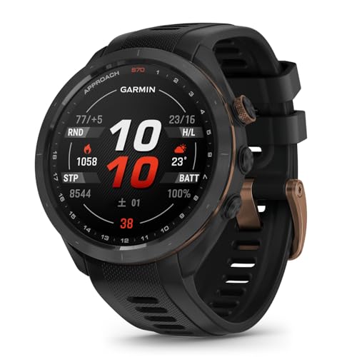 ガーミン(GARMIN) Approach S70 47mm Black Bronze Edition AMOLED(有機EL)ディスプレイ搭載 ゴルフウォッチ GPSマップ Suica対応 バーチャルキャディ 010-02746-71 【日本正規品】 1枚目 画像