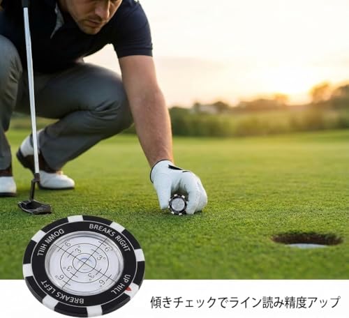 【コスパ◎】 ゴルフマーカー 水平器 プレゼント パター (イエロー) 中間 画像