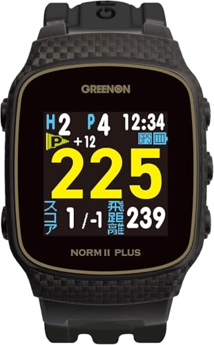 GreenOn（グリーンオン）ザ・ゴルフウォッチ ノルムⅡ プラス ※みちびきL１S対応 カラー液晶 THE GOLF WATCH NORM Ⅱ Plus/ノルム GN301 グリーンアンジュレーション表示 (旧モデル（NORM II PLUS）, ブラック) 1枚目 画像