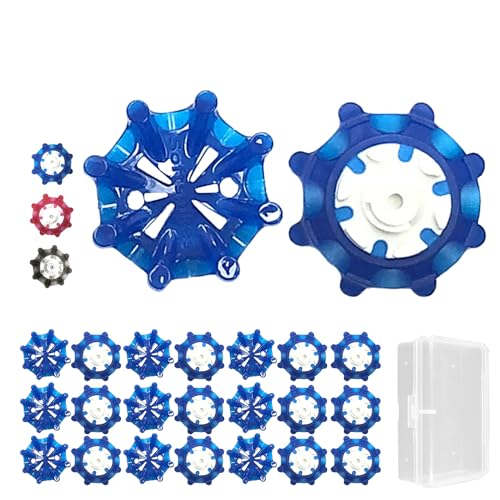 QuickYen ゴルフシューズ スパイク (Soft spikes) 24個入 スパイク ゴルフ 鋲 交換用 ゴルフシューズ スパイク鋲 滑り止め 簡単脱着 収納ケース付き (ブルー) [並行輸入品] 1枚目 画像