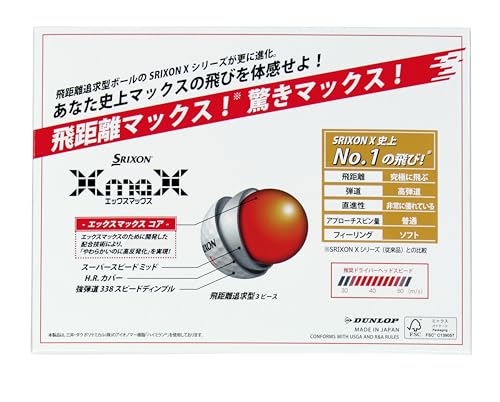 ダンロップゴルフボール SRIXON X MAX 2024年モデル 1ダース(12個入り) パッションイエローホワイト 最後 画像