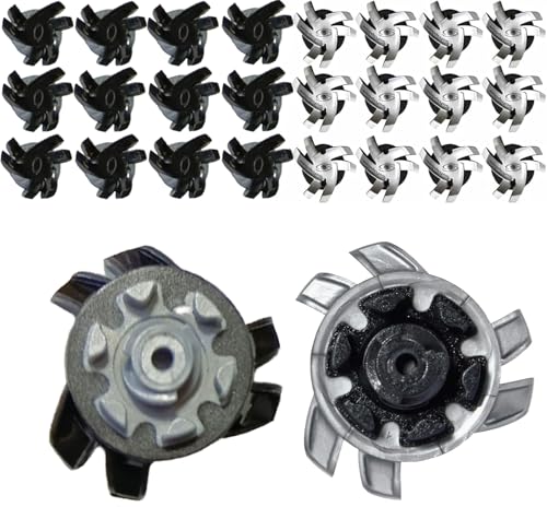 TerraShine ゴルフスパイク鋲 24個セット スパイク フットジョイ スパイク鋲 交換 ゴルフシューズ スパイク 交換用スパイク鋲 衝撃吸収 滑り止め 固定 付け替え 簡単脱着 クリケットシューズにも適用可能(黒灰+灰黒) 1枚目 画像