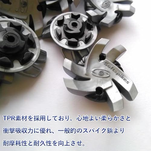 TerraShine ゴルフスパイク鋲 24個セット スパイク フットジョイ スパイク鋲 交換 ゴルフシューズ スパイク 交換用スパイク鋲 衝撃吸収 滑り止め 固定 付け替え 簡単脱着 クリケットシューズにも適用可能(黒灰+灰黒) 最後 画像