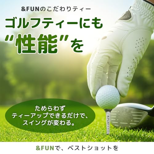 &FUN（アンドファン）ゴルフティー ラバーヘッド ロングティー 5段階目盛り 黒リング付 80mm 6本入 高さ安定 飛距離アップ (Black) 最後 画像