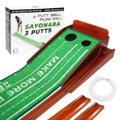 NMILE(エヌマイル) パター練習マット パターマット練習器具 ゴルフ練習器具 トレーニング 自動返球機能 滑らかな傾斜 3m 初心者 上級者 ガイドライン 真っ直ぐ打つ 室内練習 屋外練習 画像1