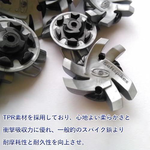 TerraShine ゴルフスパイク鋲 24個セット スパイク フットジョイ スパイク鋲 交換 ゴルフシューズ スパイク 交換用スパイク鋲 衝撃吸収 滑り止め 固定 付け替え 簡単脱着 クリケットシューズにも適用可能 (ダークブルー+灰黒) 最後 画像