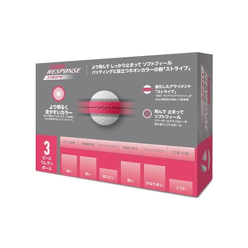 テーラーメイド(TAYLOR MADE) TMJ25 Tour Resp Stripe NEON PNK JPN dz ツアーレスポンス ストライプ ネオン ピンク ゴルフボール ホワイト ピンクの特徴・詳細 画像