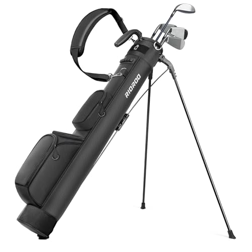 RIOROO ゴルフ スタンドバッグ セルフスタンド クラブケース キャディバッグ 7~8本のクラブを収納可能 自動引き込み 超軽量 安定感 【超軽量997g 3色 大容量収納】3ポケット クーラーバッグ付き 初心者からプロまで対応 男女兼用の外観・全体像 画像