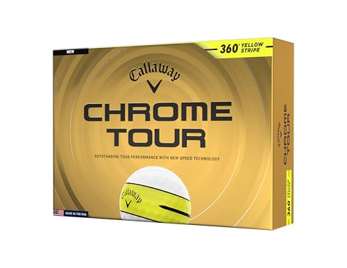 キャロウェイ(Callaway) ゴルフボール CHROME TOUR 26 1ダース(12個入り) 4ピース構造 360°イエローストライプ・ホワイトの外観・全体像 画像