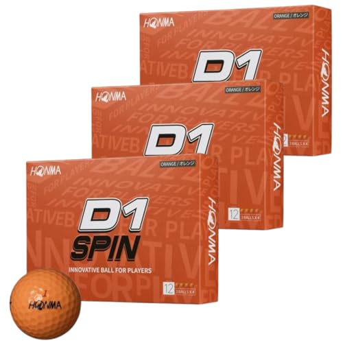 【３ダースセット】本間ゴルフボール D1 スピン 本間ゴルフ ホンマ HONMA D-1 SPIN ゴルフボール 2023 オレンジ 橙 BT2301 3ダース 36球 ※オリジナルショップカード付き 1