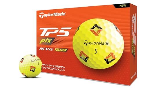テーラーメイド(TAYLOR MADE) TMJ24 TP5 pix YLW JPN 12個入り ティーピーファイブ ピックス イエロー ゴルフボール 2024年モデル イエローの外観・全体像 画像