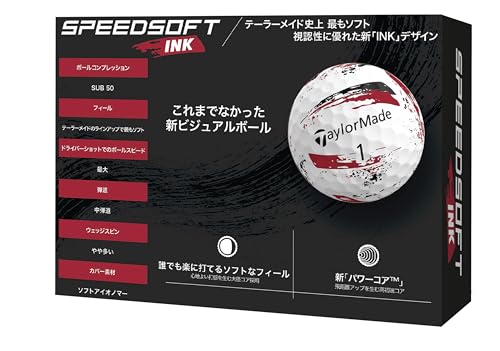 テーラーメイド(TAYLOR MADE) TMJ24 SpeedSoft INK RED 12個入り スピードソフト インク レッド ゴルフボール 2024年モデル レッドの詳細・まとめ 画像