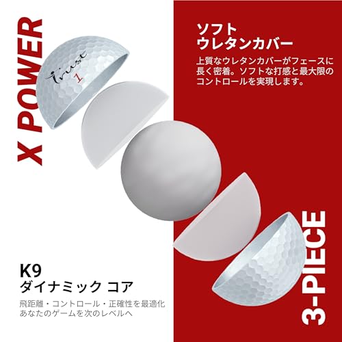 TrustトラストゴルフボールBison X Power 飛ぶ 圧倒的な飛距離 狙ったところに止まる 心地よい手応え ウレタンカバー3ピース ヘッドスピード47m/s以上対応(ツアー系)公認球 1ダース(12個入り)パールホワイトの特徴・詳細 画像