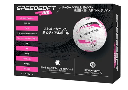 テーラーメイド(TAYLOR MADE) TMJ24 SpeedSoft INK PNK 12個入り スピードソフト インク ピンク ゴルフボール 2024年モデル ピンクの詳細・まとめ 画像