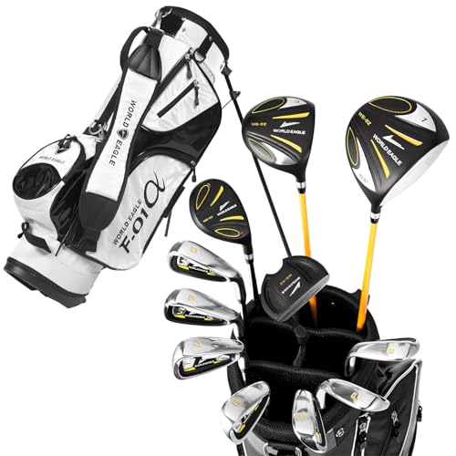 WORLD EAGLE 5Z-黒 メンズ ゴルフクラブセット 11本【右用/R】 + WE-F-01α スタンドバッグ【ホワイト】 1