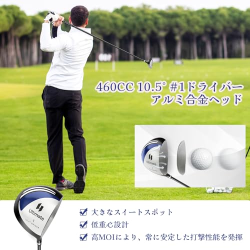 Giantex ゴルフクラブセット 9本 クラブのみ メンズ Rフレックス 右利き バッグ無し ヘッドカバー3本付き 初心者 ゴルフ体験の向上 (ブルー)の特徴・詳細 画像