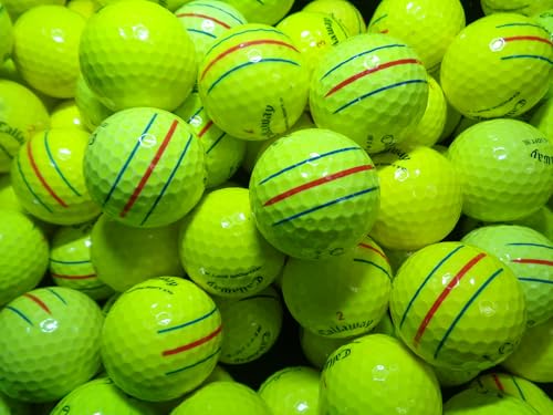 ノーブランド品ゴルフボールロストボールBランクキャロ ウェイトリプルトラック 三本線 混合 年代色々10球セット【中古】 (イエロー)の外観・全体像 画像