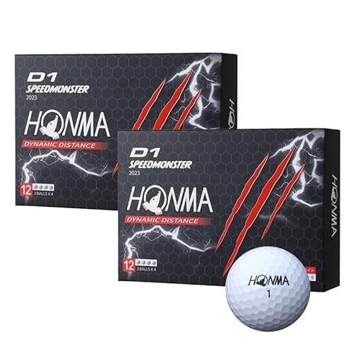 HONMA D1 SPEEDMONSTER スピードモンスター(スピモン) 2023年モデル BT2302 ディスタンス ゴルフボール 本間ゴルフ (２ダースセット, ホワイト) 1