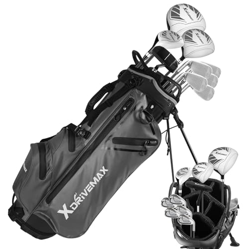 ゴルフクラブ9本セット メンズ 初心者向け 右用 軽量キャディバッグ/スタンドバッグ付き Lフレックス 右利き 1