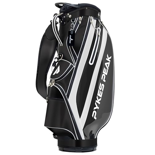 PYKES PEAK（パイクスピーク） ゴルフ キャディバッグ カートタイプ 【軽量 2.5kg 8.5型 47インチ 4分割】 キャディーバック ゴルフバッグ カートバック カートバッグ GBG-201【ブラックホワイト】 1