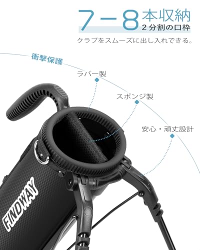 Findway ゴルフ スタンドバッグ 7-8本収納 セルフスタンド ゴルフクラブケース 約990g 軽量 キャディバッグ ユニセックス 手持ち&ショルダー 練習場とショートコース用 初心者にもベテランにも ゴルフバッグの詳細・まとめ 画像