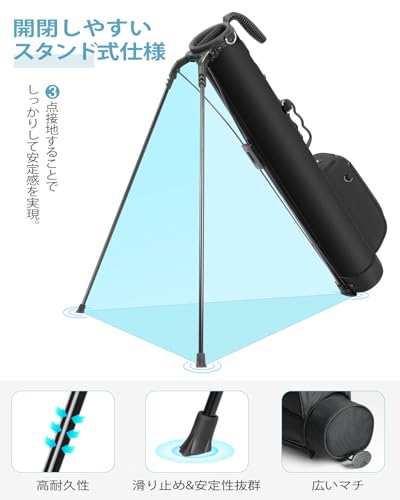 Findway ゴルフ スタンドバッグ 7-8本収納 セルフスタンド ゴルフクラブケース 約990g 軽量 キャディバッグ ユニセックス 手持ち&ショルダー 練習場とショートコース用 初心者にもベテランにも ゴルフバッグの特徴・詳細 画像