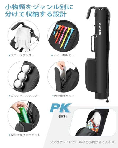Findway ゴルフ スタンドバッグ 7-8本収納 セルフスタンド ゴルフクラブケース 約990g 軽量 キャディバッグ ユニセックス 手持ち&ショルダー 練習場とショートコース用 初心者にもベテランにも ゴルフバッグの特徴・詳細 画像