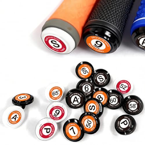 ゴルフ グリップエンド マーカー アイアン ゴルフマーカー ウェッジ グリップエンド ナンバー マーカー 防水 腐食 防止 20個1セット ABS樹脂 錆止め 錆防止 (ブラックホワイト) 1