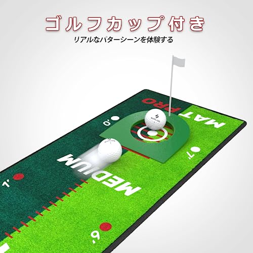 Saplize セープライズ ダブルスピード パター練習マット ターゲットカップ付き 家庭用実用型 小型 250ｘ30cmの特徴・詳細 画像