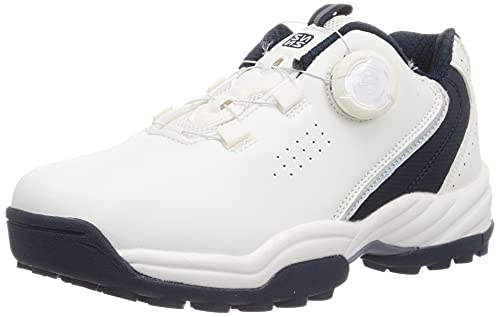 [フォーセンス] ダイヤルシューズ レディース ゴルフ スパイクレス スポーツシューズ トレッキングシューズ 登山靴 FOSN-011 WHITE/NAVY 24.5 cm 3E 1
